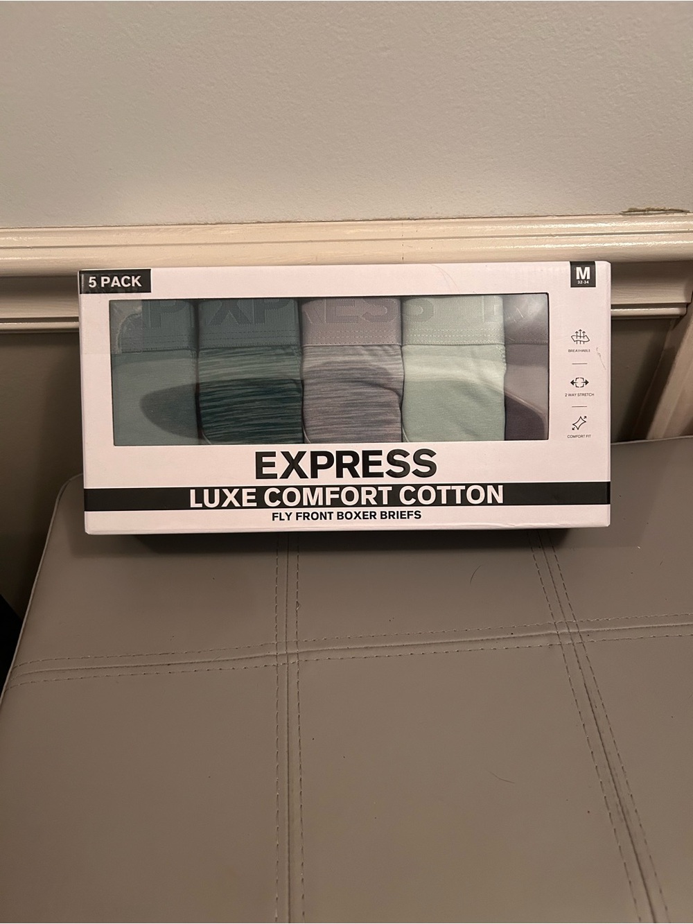 Express Men's Boxer Briefs 5-Pack in Teal, Gray, Mint and Light Blue